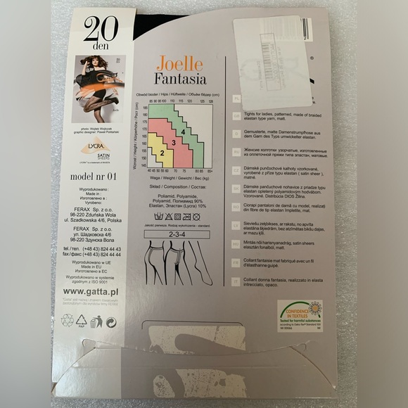 New Women’s Patterned Pantyhose. 
20 Den. 
In Black Color. 
Size XS/Small (USA). - Picture 2 of 4